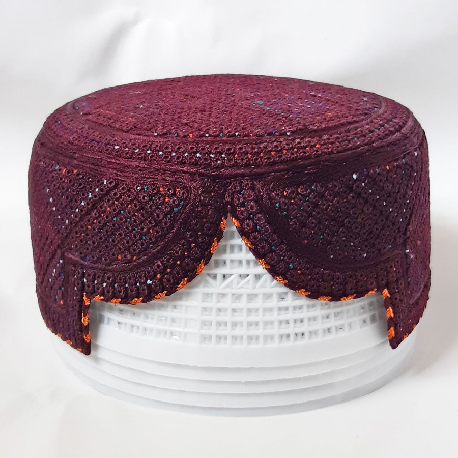 Reddish Maroon (Jamali) Yaqoobi / Zardari Cap or Topi MKC-893